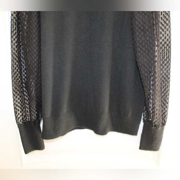 Marled black turtleneck with sheer sleeves (women’s XL) (NWT) - Picture 7 of 9